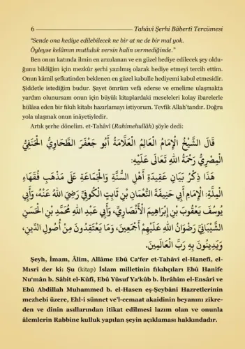 Tahaviyye Şerhi Baberti Tercümesi Kırık Manalı İzahlı