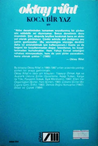 Koca Bir Yaz Oktay Rifat Adam Yayınları