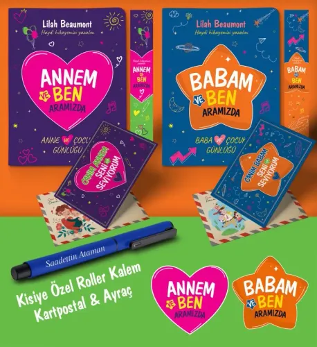 Annem - Babam ve Ben Aramızda Ayraç Kartpostal Kişiye Özel Kalem - Lac