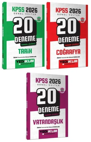 Yediiklim Yayınları 2026 KPSS Tarih Coğrafya Vatandaşlık 60 Deneme 3'lü Set
