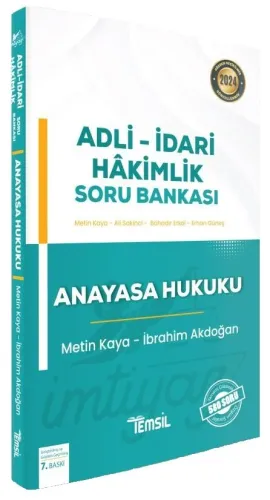 Temsil Kitap Yayınları 2024 İmtiyaz Adli-İdari Hakimlik Soru Bankası Anayasa Hukuku