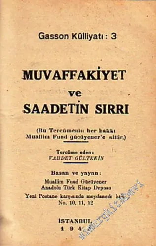 Muvaffakiyet ve Saadettin Sırrı -        1942