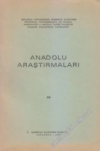 Anadolu Araştırmaları - Sayı: 12, 1990       1990
