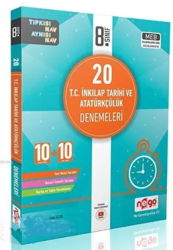 Nego Yayınları 8. Sınıf LGS T.C. İnkılap Tarihi ve Atatürkçülük 20 Denemeleri Nego
