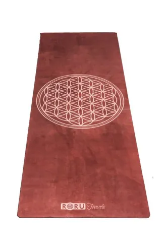 Mikrofiber Kaplama Yoga Matı Yaşam Çiçeği 3mm - Bordo