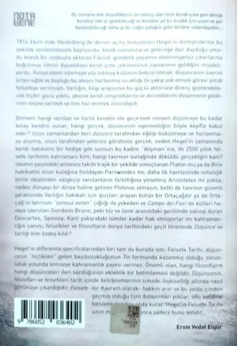 Felsefe Tarihi – 1. Cilt Hegel Nota Bene