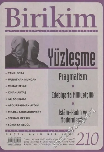 Birikim Aylık Sosyalist Kültür Dergisi, Dosya: Yüzleşme - 210      Ekim 2006
