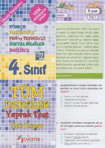 Faktör 4. Sınıf Tüm Dersler Yaprak Testler faktör Yayınları Komisyon