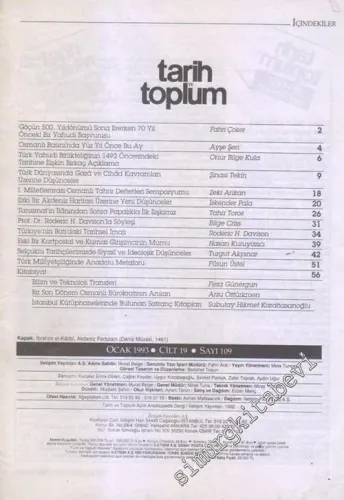 Tarih ve Toplum: Aylık Ansiklopedik Dergi  - Sayı: 109,   19    Ocak 1993