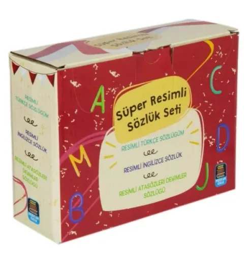 Süper Resimli Sözlük Seti Türkçe, İngilizce, Atasözleri (3 Kitap-Kutulu) Tdk Uyumlu