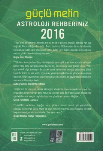 Astroloji Rehberiniz 2016 Güçlü Metin Mona %60 indirimli
