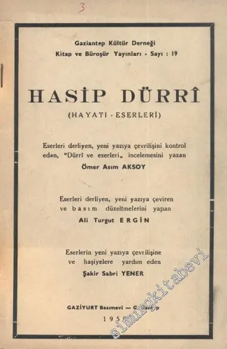 Hasip Dürri: Hayatı, Eserleri -        1959
