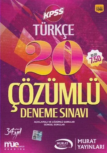 KAMPANYALI-Murat KPSS Türkçe 20 Çözümlü Deneme Sınavı 1096