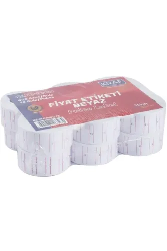 KRAF MOTEX ETİKET 12x21 MM FOSFORLU BEYAZ ÇİZGİLİ 12 Lİ
