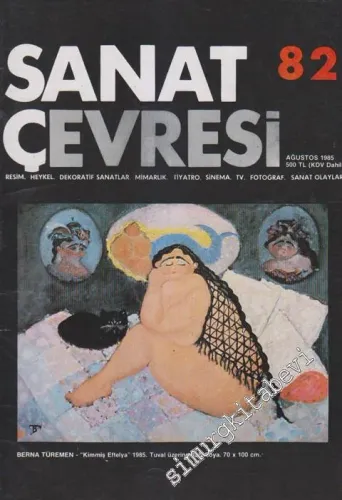 Sanat Çevresi Aylık Sanat Dergisi - Resim, Heykel, Dekoratif Sanatlar, Mimarlık, Tiyatro, Sinema, TV, Fotoğraf, Sanat Olayları - Dosya: Berna Türemen - “Kimmiş Eftelya” 1985. Tuvali Üzerin Yağlıboya 70 x 100 cm - Sayı: 82      Ağustos
