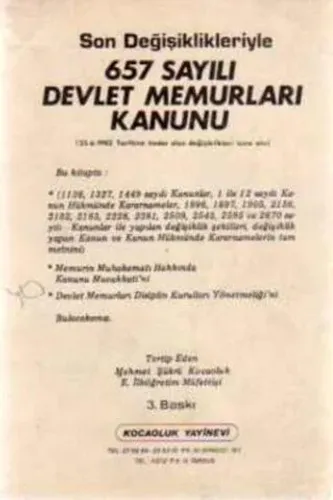 Son Değişiklikleriyle 657 Sayılı Devlet Memurları Kanunu