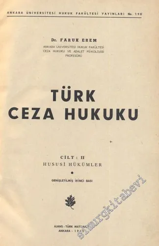 Türk Ceza Hukuku 2: Hususi Hükümler -