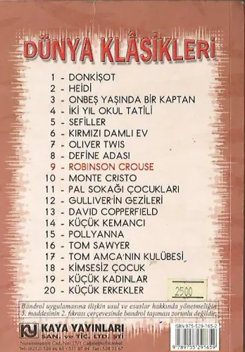 Robinson Crovse Daniel Defoe Kaya Yayınları %50 indirimli
