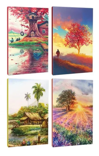 4lü Manzara Temalı 13,5x19,5cm 64 Sayfa Çizgili Okul Defteri Seti -6