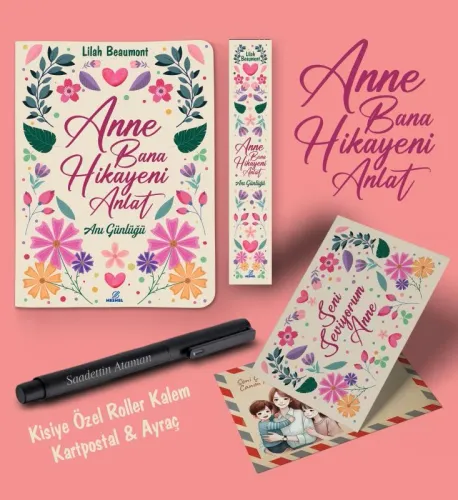 Kişiye Özel Anne Bana Hikayeni Anlat Ayraç Kartpostal Kalem - Siyah