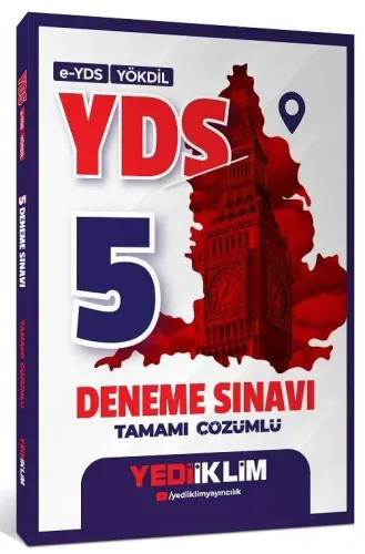 Yediiklim Yayınları 2025 E-YDS YÖKDİL YDS Tamamı Çözümlü 5 Deneme Sınavı