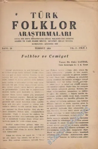 Türk Folklor Araştırmaları - Sayı: 24 Cilt: 1 Yıl: 2 Temmuz