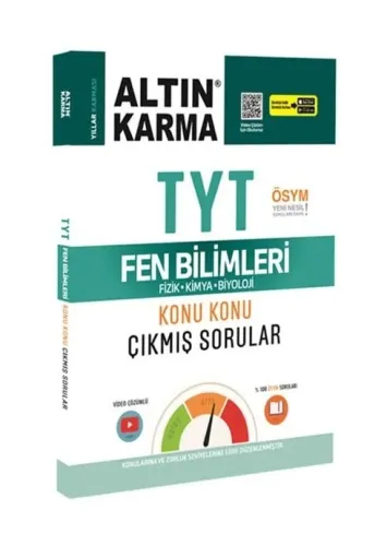 Altın Karma Yayınları TYT Fen Bilimleri Fizik-Kimya-Biyoloji Konu Konu Çıkmış Sorular Video Çözümlü