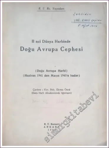 2 nci Dünya Harbinde Doğu Avrupa Cephesi ( Doğu Avrupa Harbi, Haziran 1941 den Mayıs 1945'e kadar) -        1953