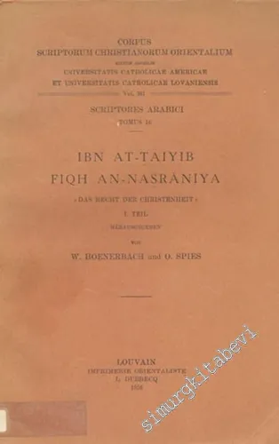 Ibn At - Atiyib Fiqh An - Nasraniya ( Das Rech  Der Chtristenheit ) I Teil -