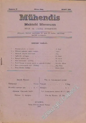 Mühendis Mektebi Mecmuası - Sayı: 57    Yıl: 6  Şubat