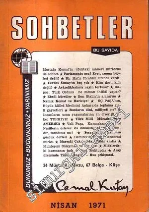 Sohbetler: Dünümüz, Bugünümüz, Yarınımız Nisan 1971, Sayı: 1 - 1    1  Nisan