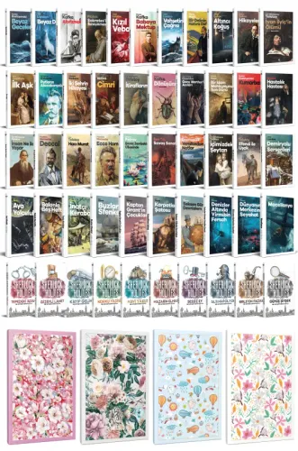 61 Dünya Klasiği ve Çiçekli Çizgili Defter Seti -2 - Halkkitabevi