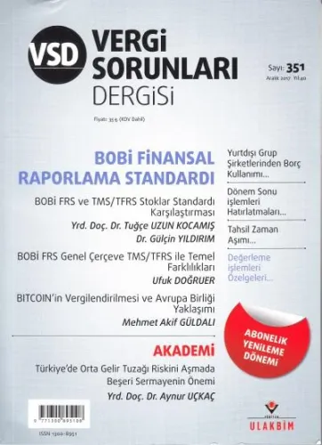 Vergi Sorunları Dergisi Sayı:351 Yıl:40 Aralık 2017