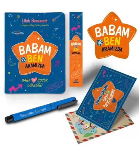 Babam ve Ben Aramızda Ayraç Kartpostal Kalem - Mavi