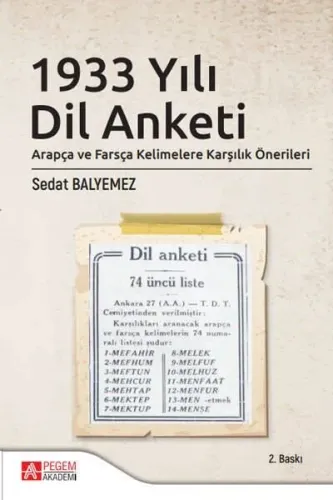 1933 Yılı Dil Anketi Sedat Balyemez