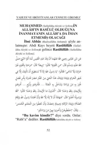 Yahudi ve Hristiyanlar Cennete Girecek Diyenler Cennete Giremez