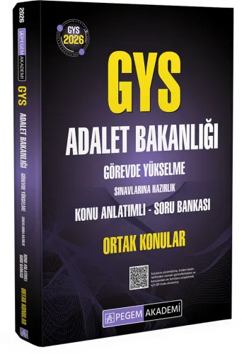 Pegem Yayınları 2026 GYS Adalet Bakanlığı Ortak Konular Konu Anlatımlı Soru Bankası
