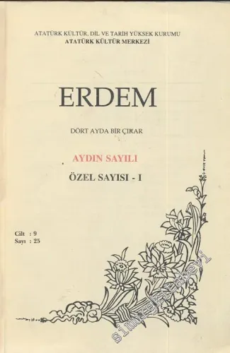 Erdem Dergisi AYDIN SAYILI ÖZEL SAYISI 1 - Sayı 25  Cilt 9      1996