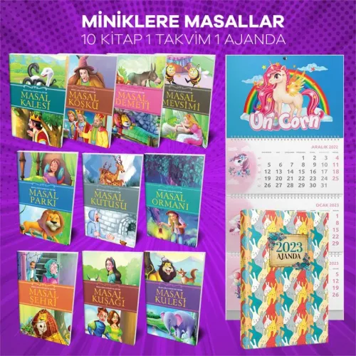 10 Masal 1 Unicorn Duvar Takvimi 1 Ajanda - Halkkitabevi