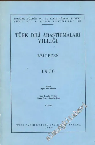 Türk Dili Araştırmaları Yıllığı Belleten 1970 - Yıl: 1970