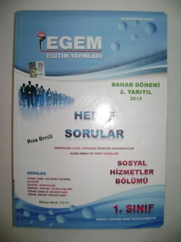 Sosyal Hizmetler Bölümü 1. Sınıf Bahar Dönemi 2. Yarıyıl Hedef Sorular