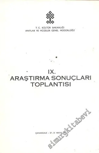 9. Araştırma Sonuçları Toplantısı 27 - 31 Mayıs 1991 Çanakkale -        1992