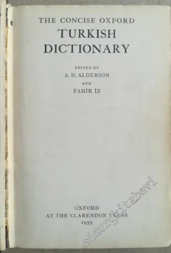 The Concise Oxford Turkish Dictionary ( Turkish-English / English-Turkish ) -        1959