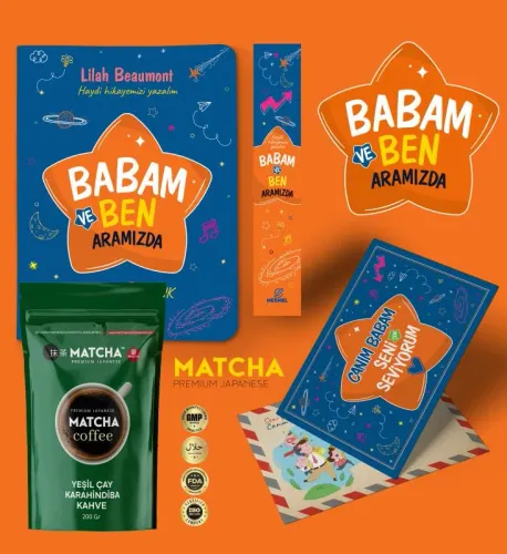 Babam ve Ben Aramızda Ayraç Kartpostal - Matcha Kahve 8683672874050 - 