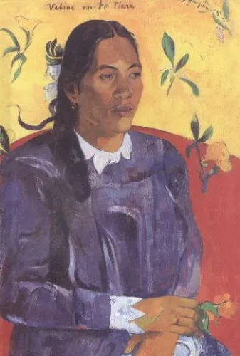 Paul Gaugin : Woman With a Flower Büyük Boy