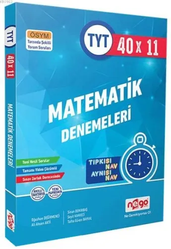 Nego Yayınları TYT Matematik Tamamı Video Çözümlü 40x11 Branş Deneme Nego