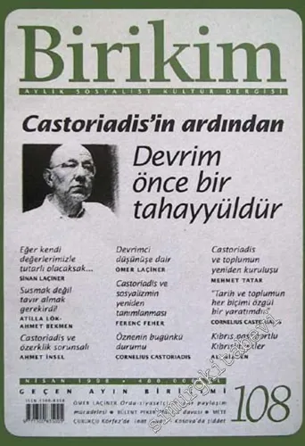 Birikim Aylık Sosyalist Kültür Dergisi - Sayı: 108, Nisan 1998