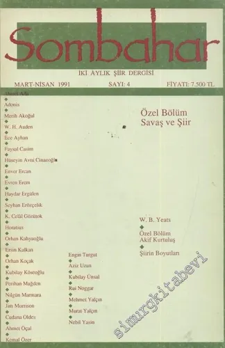 Sombahar: İki Aylık Şiir Dergisi  - Mart - Nisan 1991; Sayı: 4