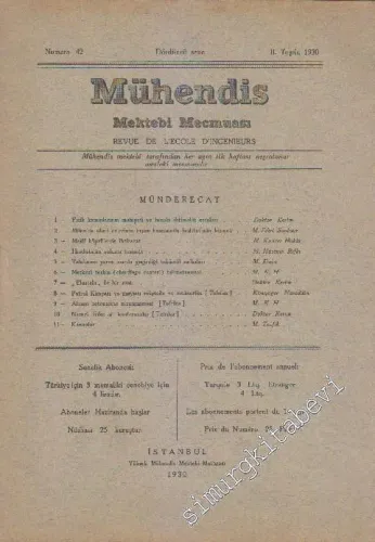 Mühendis Mektebi Mecmuası - Sayı: 42    Yıl: 4  II. Teşrin