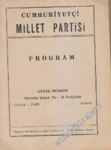 Cumhuriyetçi Millet Partisi Program -